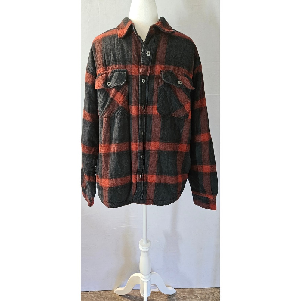 Grizzly Mountain Mens XL Sherpa Lined Flannel Shirt Jacket Red Black Plaid
